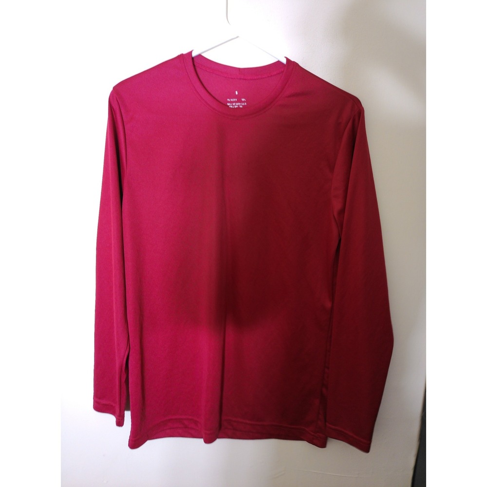 Performance Long Sleeve Top Women Small Red Athletic Crew Neck Wicking GyM